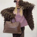 maglia con righe a contrasto oversize mocha
